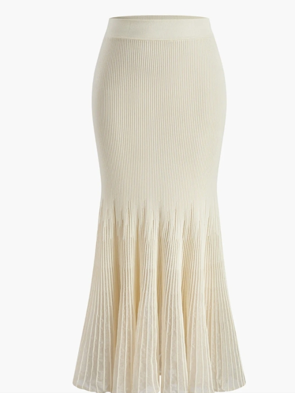 Commense Knit Pleated Ruffle Maxi *Skirt Only* White M NWT - Picture 3 of 9